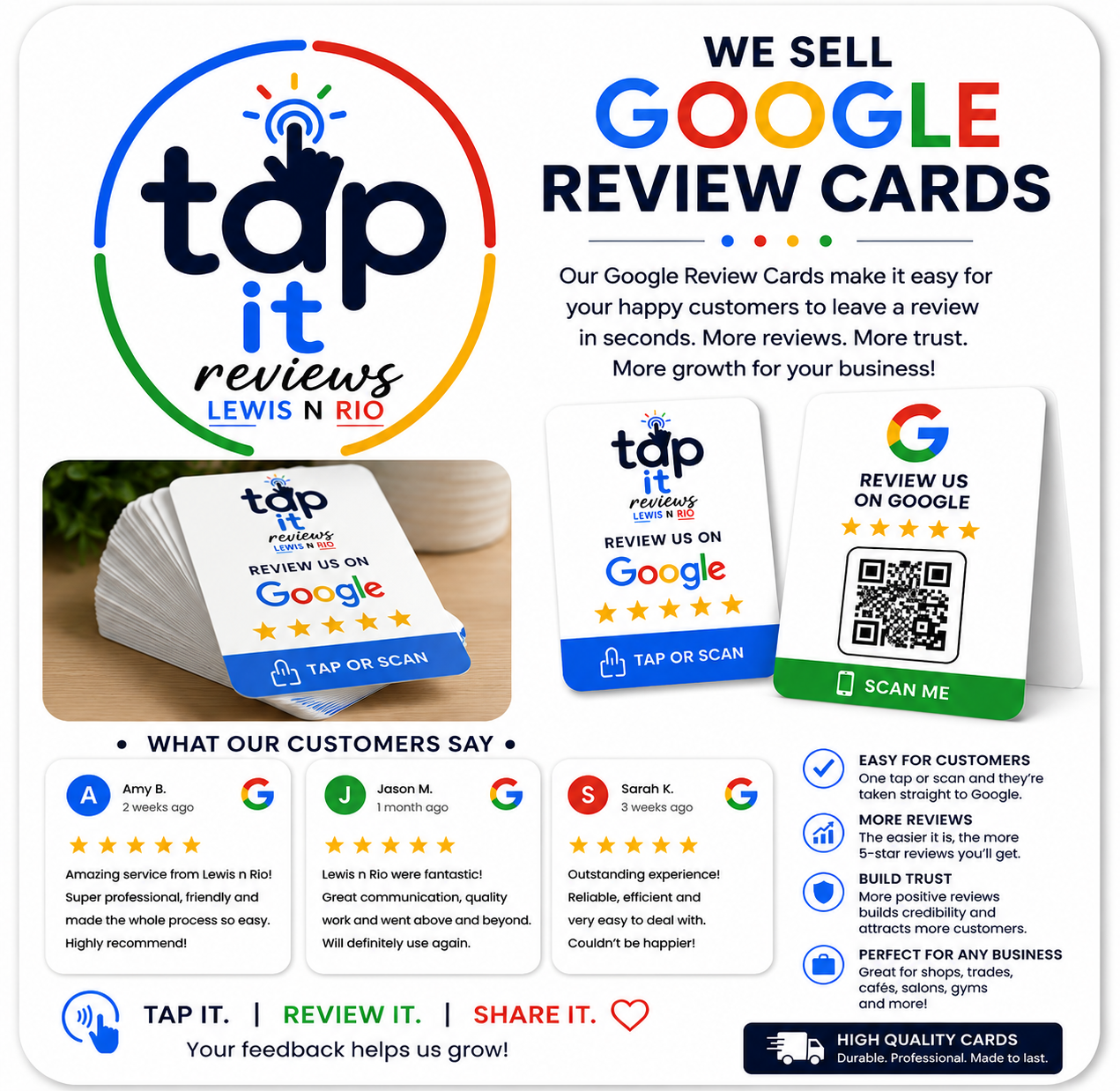 5 Google review cards